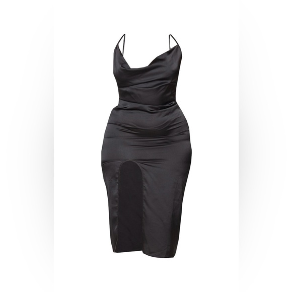 ๐PLT Plus Black Strappy Satin Cowl Midi Dress - NWT ๐ - Picture 5 of 6
